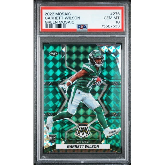 Graded 2022 Panini Mosaic Garrett Wilson #276 Green Mosaic Rookie RC Football Card PSA 10 Gem Mint