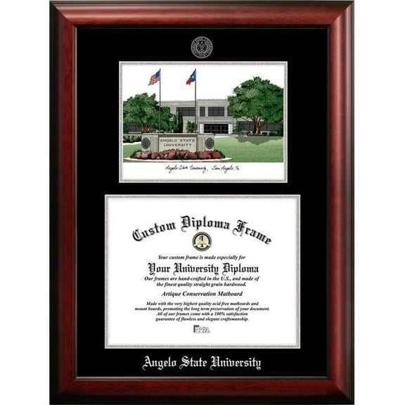 Campus Images TX999LSED-1411 14 x 11 in. Angelo State University Silver Embossed Diploma Frame with Lithograph