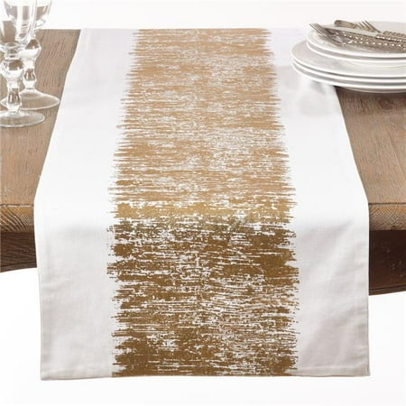 

SARO 16 x 72 in. Rectangular Banded Design Table Runner - Gold