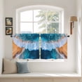 thumbnail image 3 of Beach Waves Tier Curtains, Ocean Gradient Orange Turquoise Nature Light Filtering Kitchen Curtains, 2Pcs Rod Pocket Half Window Treatments Panels for Sink Cafe Cabinet Camper 27.5x24 Inches, 3 of 9