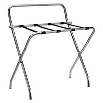 Kings Brand Furniture - Metal Foldable Luggage Rack, Suitcase Stand with Back, Perfect for Guest Room, Bedroom Hotel, Chrome/Black