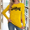 thumbnail image 2 of Telankuip Soft Comfortable T-Shirts for Womens Fashion Floral Printed Preppy Oversized Cute Graphic Crewneck Pullover Tops Long Sleeve Lightweight Thin Basic Casual Y2k Tees Yellow XL, 2 of 5