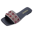 thumbnail image 1 of Bmisegm Women Sandals Fashion New Pattern Bright Diamond Flower Decoration Square Toe Open Toe Breathable Comfortable Non Slip Casual Shoes Sandals Women Summer Black 7, 1 of 9
