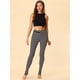 thumbnail image 2 of Allegra K Las polainas del traje de la Navidad de las mujeres imprimieron los pantalones del estribo de la yoga de la cintura elástica de la cintura alta Franja de color blanco y negro. S, 2 of 5