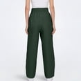 thumbnail image 5 of Sewkxo Womens Pant Sherpa Linen Drawstring Elastic Waist Trouser Spring Summer Casual Loose Casual Pant with Pockets,Army Green 5XL, 5 of 6