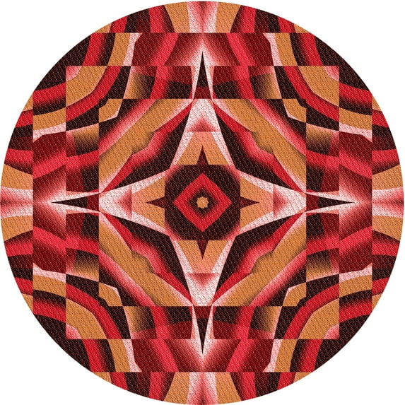 Ahgly Company Machine Washable Indoor Round Transitional Orange Area Rugs, 5' Round