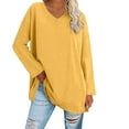 thumbnail image 1 of Breezora Tunique à Col Rond Surdimensionnée pour Femmes Chemise à Manches Longues Rayée Douce Coupe Ample Blouse Décontractée Confort Quotidien 2026 Taille P Jaune, 1 of 5