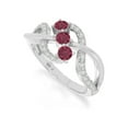 thumbnail image 2 of 925 Sterling Silver Round 0.9 Ctw Ruby Gemstone Three Stone Cluster Style Women Engagement Ring, Anniversary Promise Rings, Gift For Her_6.5, 2 of 5