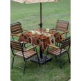 thumbnail image 5 of Burnt Orange Dog Paws Outdoor Tablecloth with Umbrella Hole, Farmhouse Vintage Modern Brown Wood Spillproof Waterproof Outdoor Table Cover, Patio Tablecloths for Party/Garden/Picnic, Square 54"x54", 5 of 9