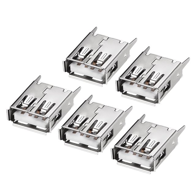 Unique Bargains PCB USB Connector Type-A Female Jack 4 Pin Vertical Straight Insert 5Pcs