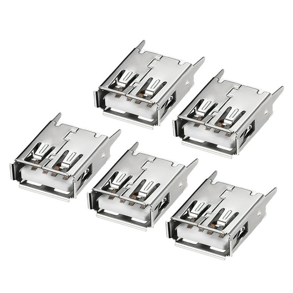 PCB USB Connector Type-A Female Jack 4 Pin Vertical Straight Insert 5 Pcs