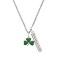 thumbnail image 1 of Delight Jewelry Silvertone Green Three Leaf Clover - Shamrock Silvertone Fearless Bar Charm Necklace, 23", 1 of 4