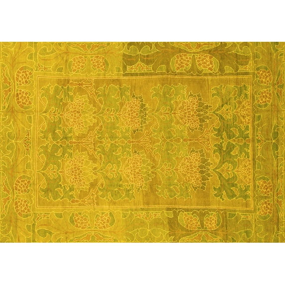 Ahgly Company Indoor Rectangle Abstract Yellow Modern Area Rugs, 5' x 8'