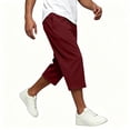 thumbnail image 5 of Capris Sweatpants for Men Wide Leg Drawstring Below Knee Shorts Wine Crooped Pants with Pockets Size XL, 5 of 7