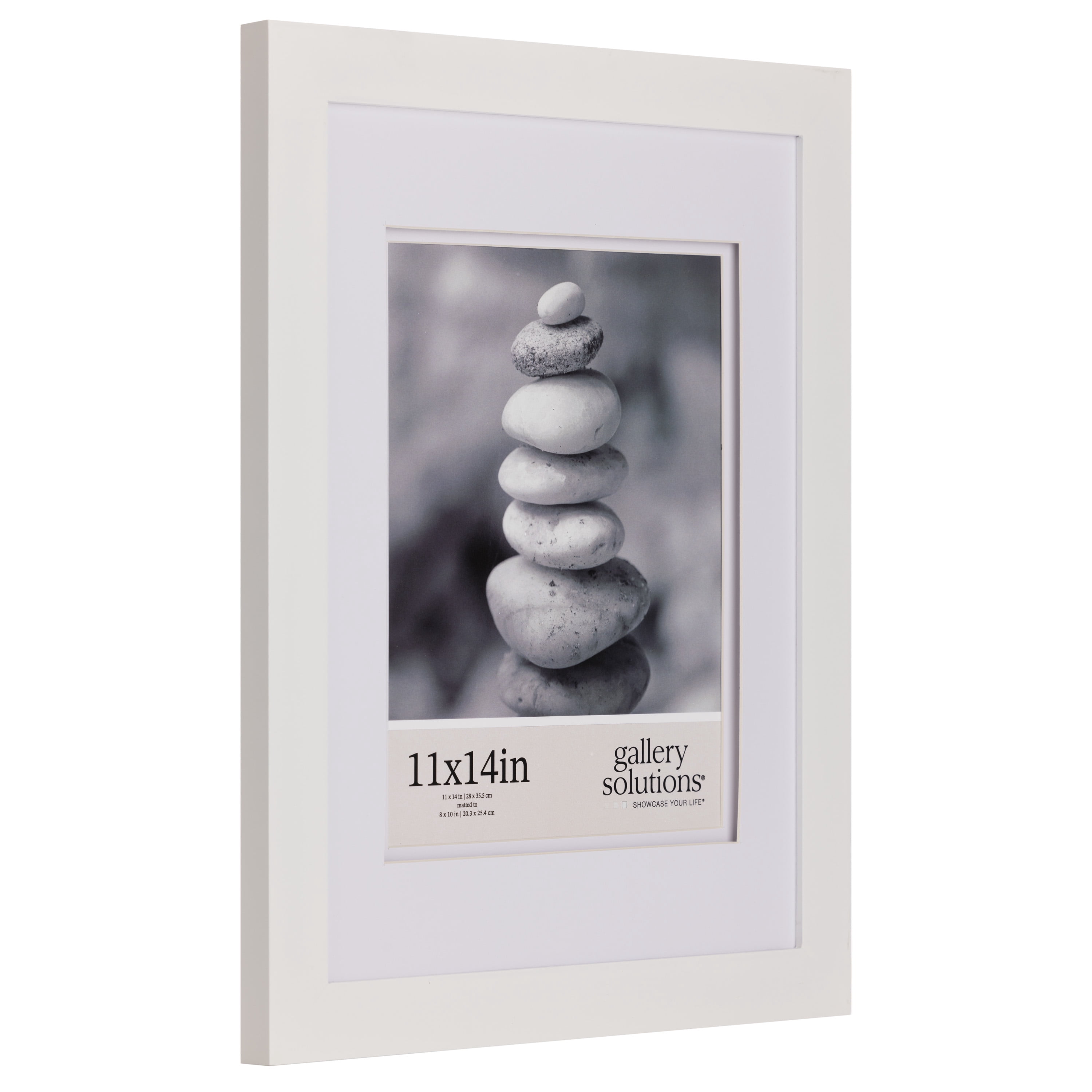Gallery Solutions 11"x14" Wall Mount/Tabletop Picture Frame Double Matted to 8"x10" -White
