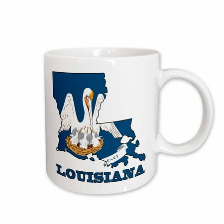 

3dRose Louisiana state flag in the outline map and letters for Louisiana Ceramic Mug 15-ounce