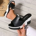 thumbnail image 4 of Mepaouo Wedge Slide Sandals for Women Leather Open Toe Platform Walking Shoes Slip on Mules Black 9, 4 of 8