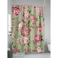 thumbnail image 5 of Shower Curtain Pink Rose Floral Bathroom Curtains with Hooks, Waterproof Fabric Sage Green Leaves Flowers Bath Shower Curtains Set for Bathroom Bathtubs Decor 36x72 Inch, 5 of 8