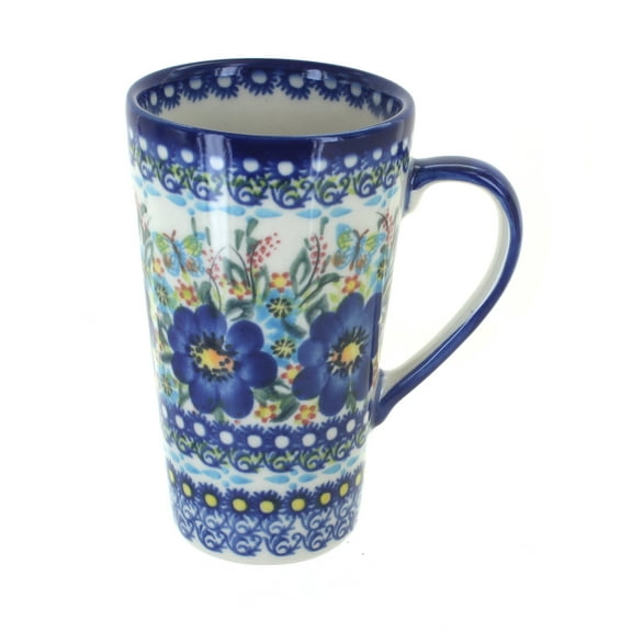 Blue Rose Polish Pottery Garden of Blue Large Coffee Mug