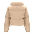 thumbnail image 3 of Black and Friday Clothing Sales Idoravan Women's Quilted Puffer Coat,Fashion Women Zipper Pocket Coat Long Jacket Winter Long Sleeve Down Cotton Beige S, 3 of 7