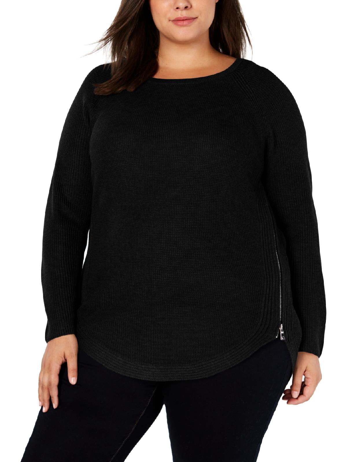 INC Womens Waffle Knit SizeZip Pullover Sweater