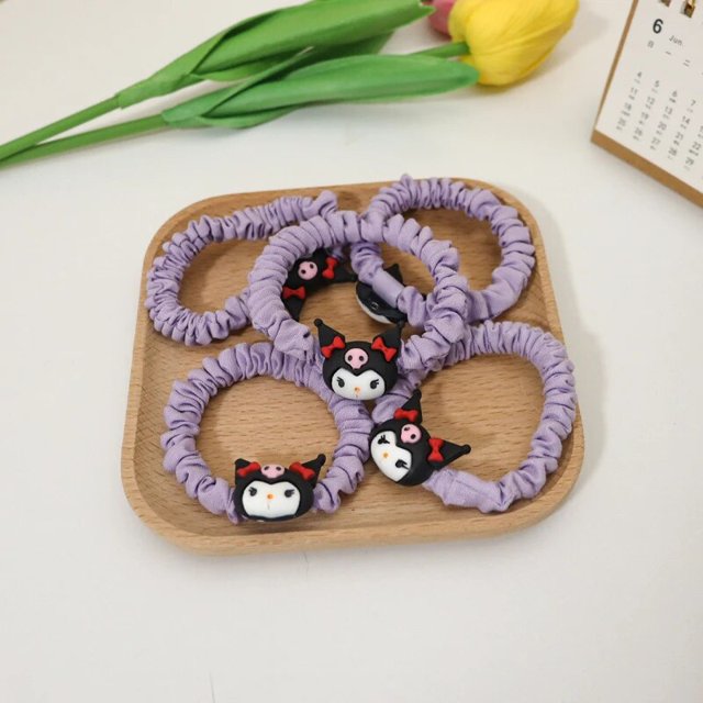 Sanrio-Cuerda de cabeza de dibujos animados para niña, bonito anillo de riñón pequeña, Cinnamoroll, Hello Kitty, Mymelody, Purin, banda de goma para el cabello Kawaii, regalo