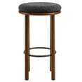thumbnail image 4 of Counter Stool Chair, Set of 2, Walnut Charcoal Gray, Fabric, Wood, Bar Pub Cafe Bistro Dining Kitchen Hospitality Restaurant, Modern Contemporary HB36724, 4 of 8