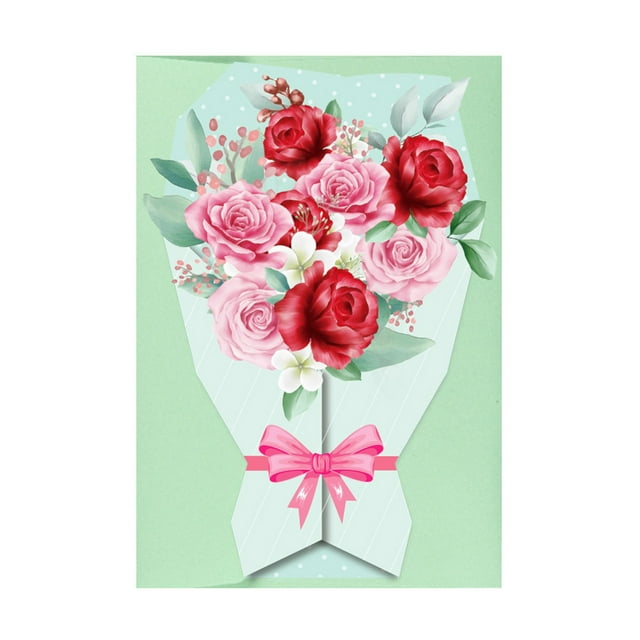 Bouquet Greeting Card Flower Modeling Birthday Decoration Card Stereo Blessing Card Color Envelope for Greeting Card Stationery