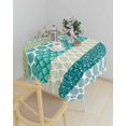 thumbnail image 3 of Boho Bohemian Stripes Floral Tablecloth Rectangle Round Table Cloth 60x60 Inch, Teal Green Aqua Indoor or Outdoor Tablecloth, Waterproof Polyester Table Cover for Party Holiday Picnic Decoration, 3 of 6