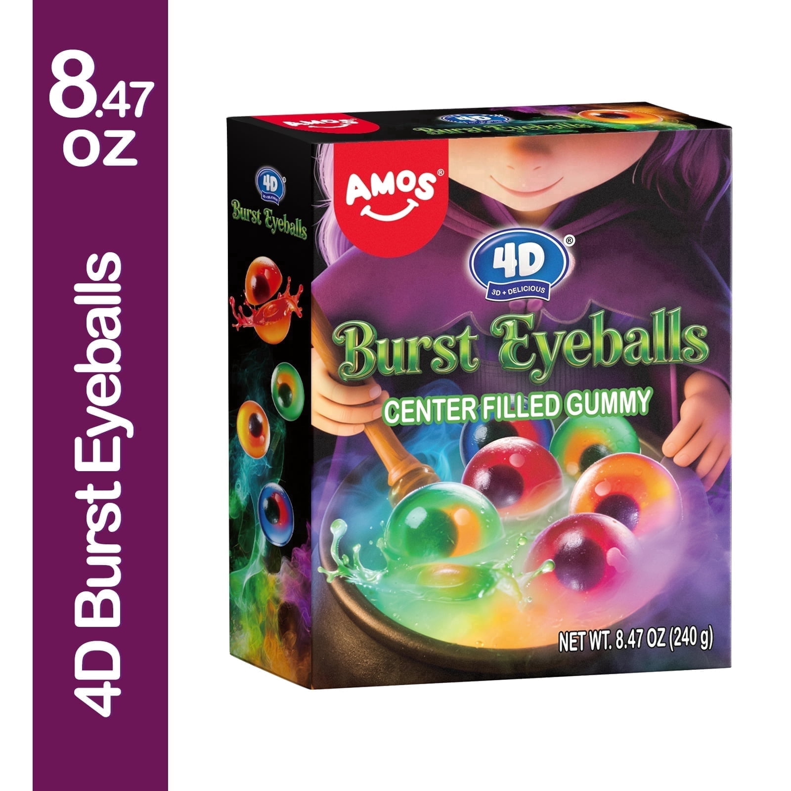 Amos Eyeball Halloween Candy Burst Gummy Candy, Halloween Treat Mix Flavor Eyeball Gummies, 8.47 oz