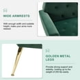 thumbnail image 2 of Upholstered Velvet Armchair Set of 2 Lounge Accent Chair Tufted Back Metal Legs Bedroom Green, 2 of 7