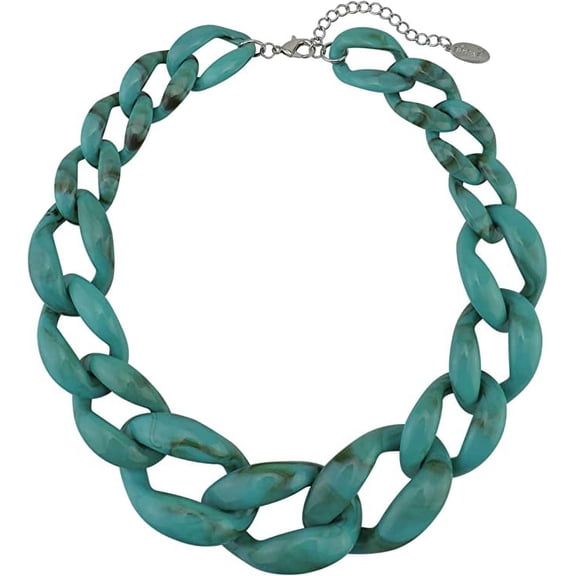 Bocar Bold Acrylic Chain Chunky Collar Necklace for Women, 23inch (NK-10510-Teal)