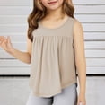 thumbnail image 2 of Girls Solid Ruffled Hem Tank Tops Kids Crew Neck Sleeveless Tops 4-14Y Casual Tees, 2 of 6