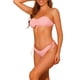 thumbnail image 4 of Conjuntos de bikini bandeau sin tirantes para mujer, 2 piezas, traje de baño sólido con lazo, trajes de baño X-Small Rosa claro, 4 of 5