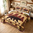 thumbnail image 3 of Manfei Farmhouse Grizzly Bear Twin Quilt Set, Tribal Square Grid Twin Coverlet Set, Orange Brown, Black Reversible, 2pcs, 1 Bedspread and 1 Pillowcase, 3 of 7