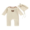 thumbnail image 1 of 2PCS Baby Romper Spring Fall Outfit Bear Print Jumpsuit for Girls Boys Light Coffee 18-24 Months, 1 of 10