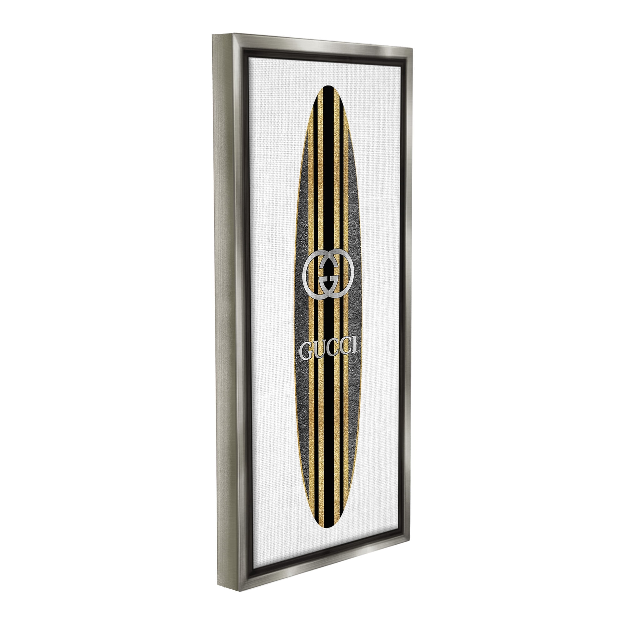 Stupell Industries Trendy Glam Surfboard Nature Painting Gray Floater Framed Canvas Art Print Wall Art, 14 x 31