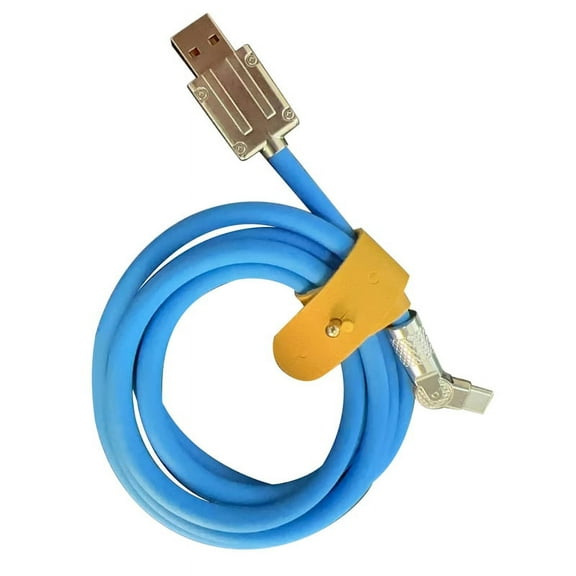 120W 6A Super Fast Charge Type-C Liquid Silicone Cable Quick USB Cable for Smart Phone Pixel Bold Data Line,Blue 1M