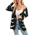 thumbnail image 2 of Cardigan Sweaters for Women Halloween Day Sweaters Bat Printed Knit Button V Neck Open Front Long Sleeve Mid-Length Fall Fashion Outerwear Cardigans Alsol Lamesa, 2 of 6