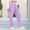 thumbnail image 2 of ClodeEU Wide Leg Baggy Pants for Women,Elastic Waist Drawstring Sweatpants with Pockets Purple,Womens Plus S, 2 of 7