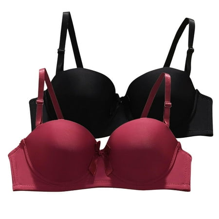 HYSYSB Push Up Bras balconette Bras for Women womens Bras Underwire womens Bras No Underwire Full Support women s Smooth Underwire Thin Half Cup Adjustable Bra Underwear square Neck Bra Wine L
