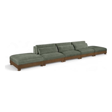 Bowery Hill Contemporary 200" Green Chenille Fabric 5-Oiece Modular Sofa