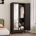 thumbnail image 3 of Ero Metal Freestanding Armoire Wardrobe Closet with Hanging Rod and Mirror, 3 of 6