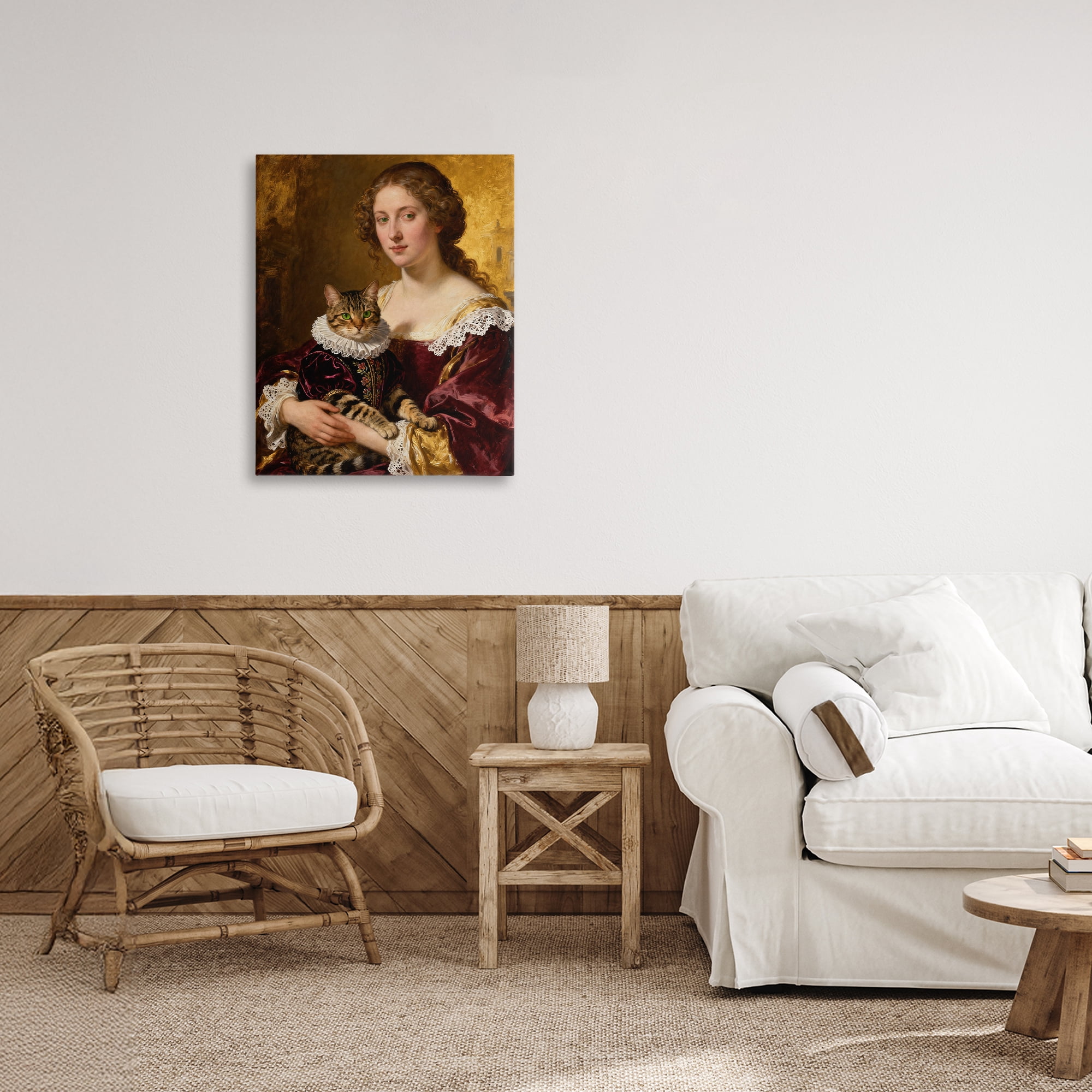 Stupell Industries Renaissance Lady with Regal Cat Canvas Wall Art, design by CAD Designs
