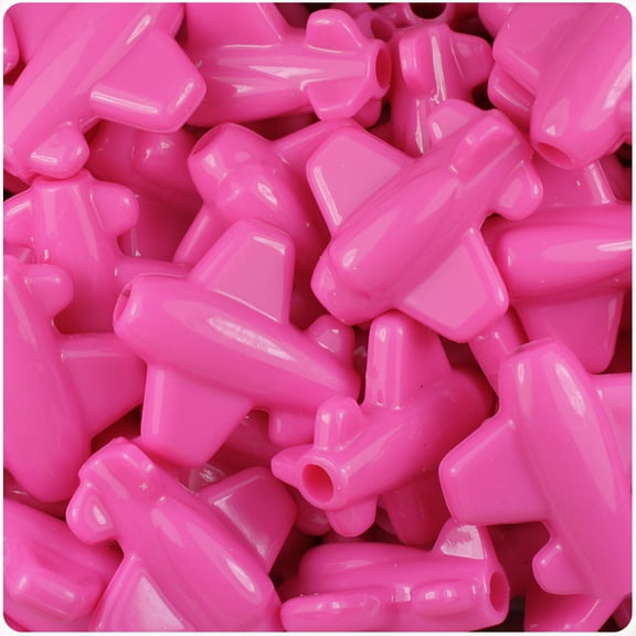 BeadTin Dark Pink Opaque 25mm Airplane Pony Beads (24pcs)
