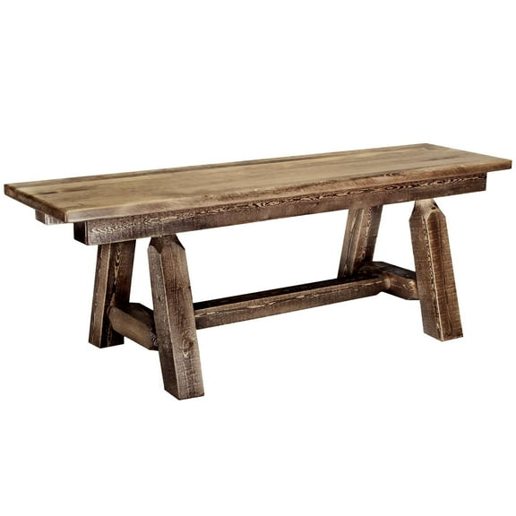 Homestead Collection Plank Style Bench, Stain & Clear Lacquer Finish, 6 Foot