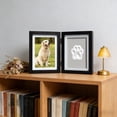 thumbnail image 5 of Pets Paw Print + Photo Keepsake Frame Holds, Dog or Cat Paw Print Impression, Wooden Picture Frame, Personalized Gift Keepsake for Pet Lovers, Hinged for Desktop (Black), 5 of 8