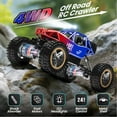 thumbnail image 4 of JoyStone 4WD RC Cars, 1:16 Off Road Monster Truck with LED Headlight Rock Crawler, 2 Batteries for 70+ Min Play, Gift Toys for Girls Kids Boys (Red & Blue), 4 of 10