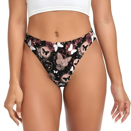 Thongs for Women - Butterfly No Show Seamless Womens Thongs Underwear  Soft Stretch G String Thongs for Women Cuteness Ladies Thong Bikini Panties Briefs