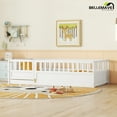thumbnail image 4 of Bellemave Twin Size Floor Bed with Door and High Fence Guardrails Floor Bed with Bed Slats Wooden Floor Bed Montessori Bed Frame (Twin, White, With Slats), 4 of 10